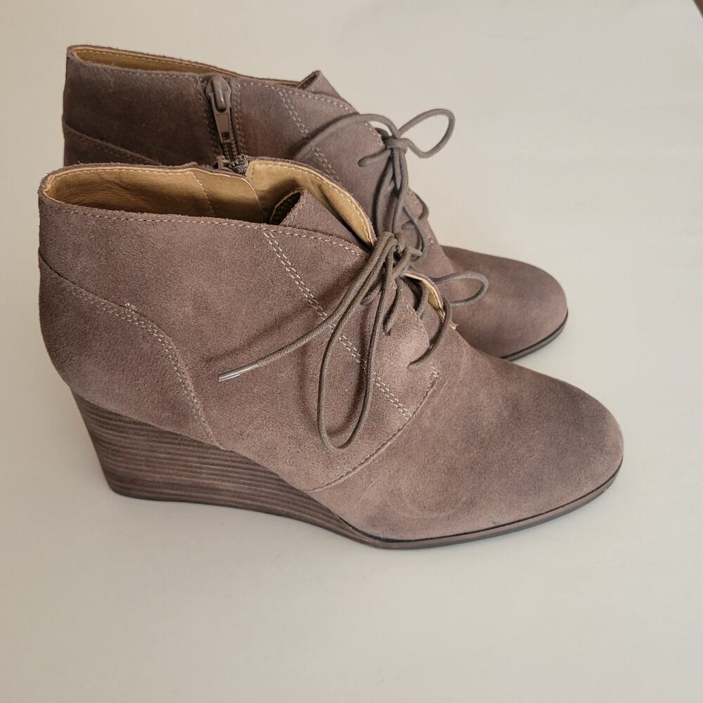 Lucky Brand Shylow suede wedge ankle booties tan/brown  Sz 9.5 M EUR 41 New